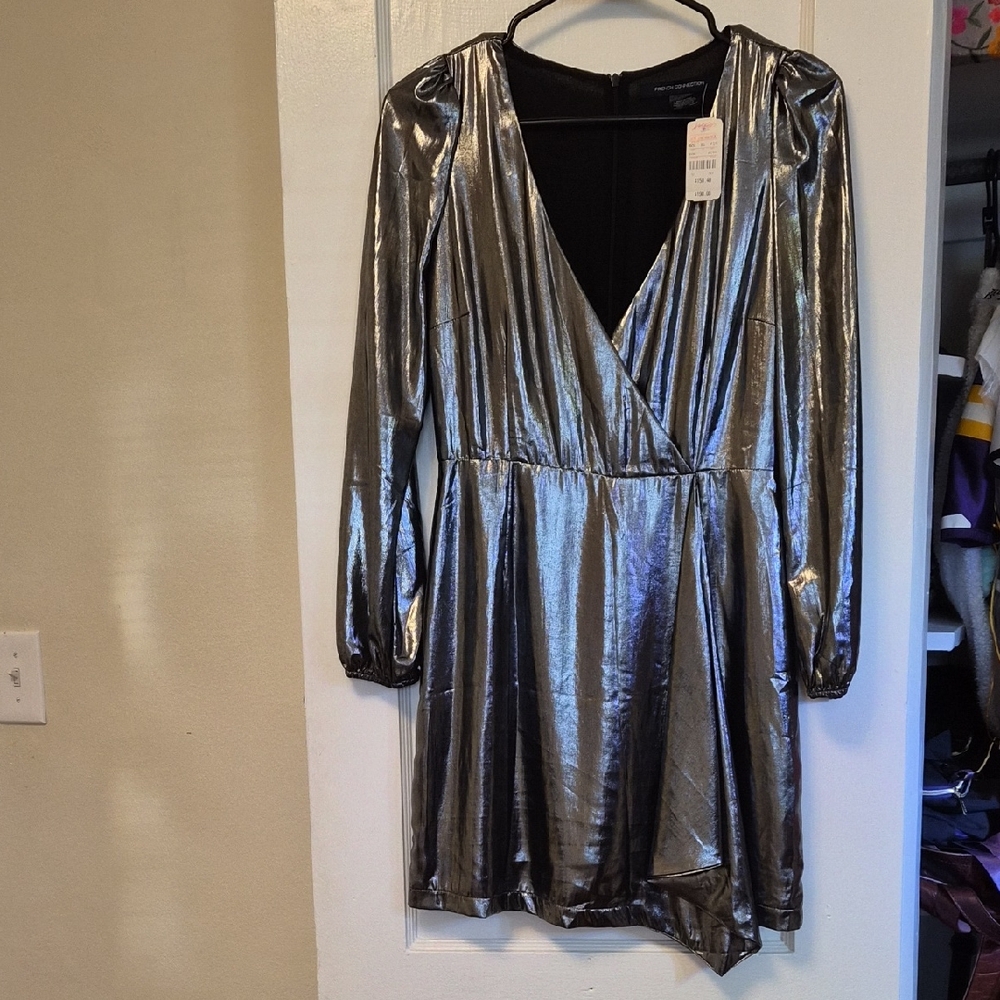 French Connection Shimmering Silver Dress